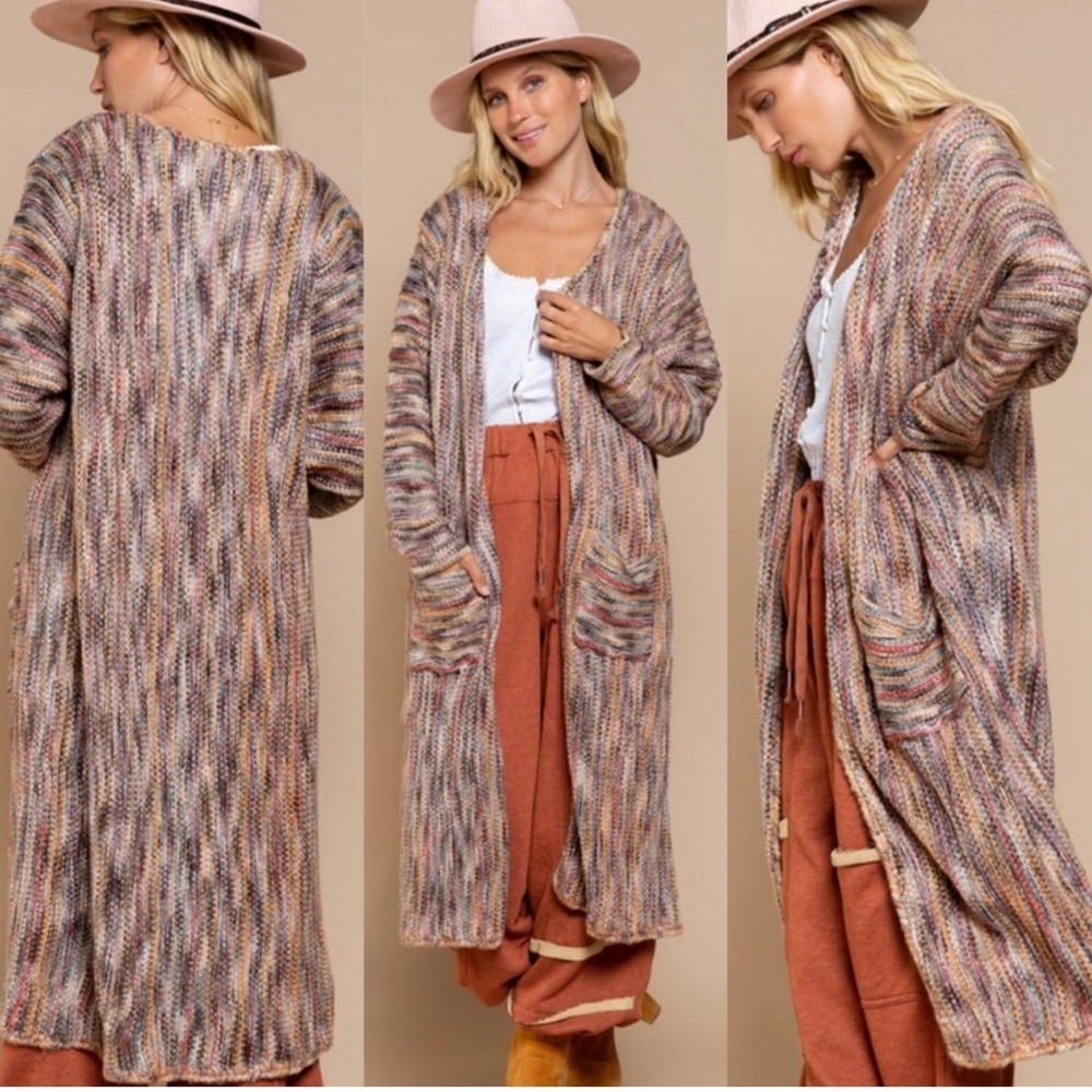POL Multi Color Lightweight Long Cardigan Size Large- NWOT